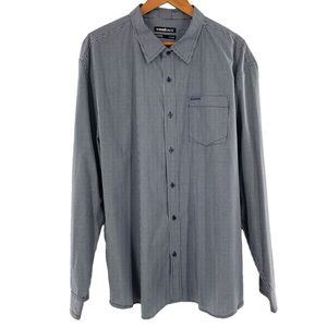 ECKO UNLTD Vintage Blue & White Gingham Long Sleeve 100% Cotton Shirt in XXL